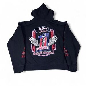 Sturgis Motorcycle Rally 2023 Zip-Up Hoodie Black Mens XL